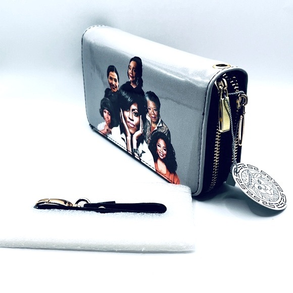 Michelle Obama and African American Legends Gray Wrap Wallet/Wristlet NWT - Picture 2 of 6
